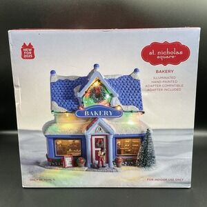 St Nicholas Square Village - BAKERY - Animated LED Lighted  - New